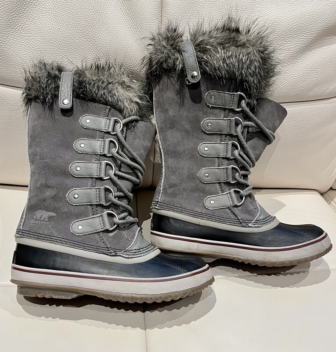 Sorel Joan of Arctic Boots Waterproof Women's Sz 7 Gray Quarry