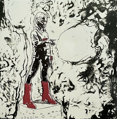 MATO - SMOKEY TABOO MODERNIST ABSTRACT FIGURE WITH SCISSORS STUDY # 7/20 PRINT