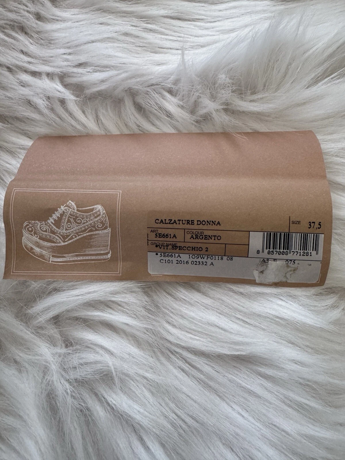 MIU MIU rare scarpe stringate argento pelle plateau 37 5