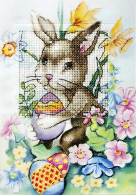 Osterhase - bedrucktes Osterkartenset mit Kreuzstich von Orchidea