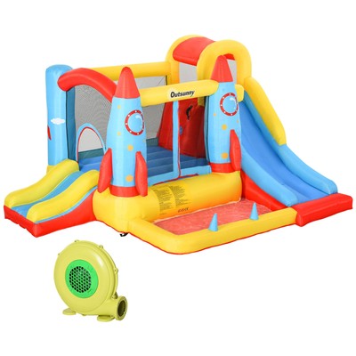 Kids Inflatable Bounce House Castle with Slide Slides Climbing Wall Trampoline