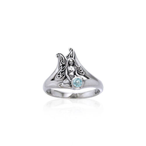 Bague En Argent Avec Topaze Mystique – Bijou Fantaisie Neuf Sans Emballage – Style Pendante