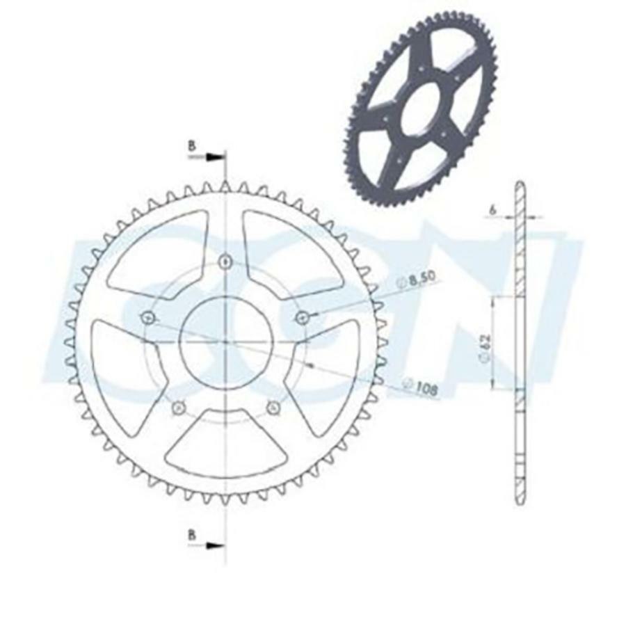 Couronne de kit chaine pas 420 48 dents alesage 62mm compatible Peugeot NK7 50cc 2010-2013