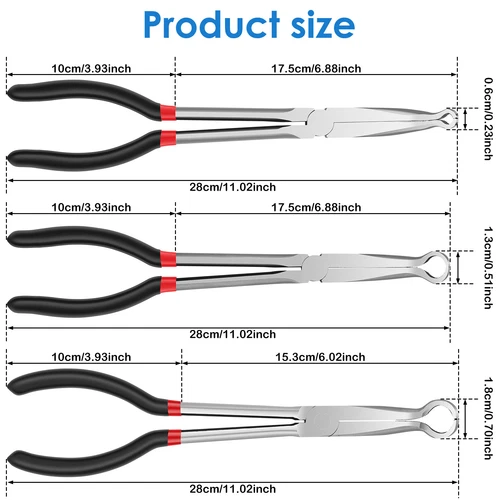 3Pcs Hose Gripper Plier 11" Spark Plug Removal Pliers 6mm 13mm 18mm Diameterꦿ - Picture 5 of 12