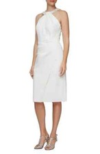 Alex Evenings Ivory Embellished Collar Ruched Dress Size 6 239