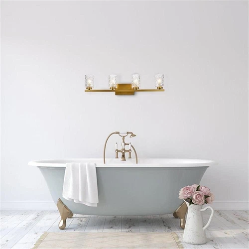 Living District Cassie 4-Light Metal Bath Sconce in Brass and Clear - Picture 7 of 7