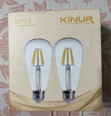 KINUR Vintage LED Edison Bulbs 60 Watt Equivalent,Dimmable Warm White 2 Pack