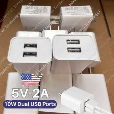 Dual USBA Charger Wall Plug Fast Charging Block For iPhone Samsung Universal Lot