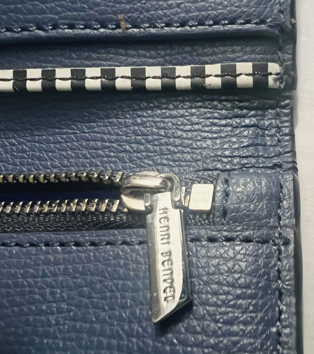 HENRI BENDEL WALLET BLUE LEATHER SILVER BUTTON CLOSURE | eBay