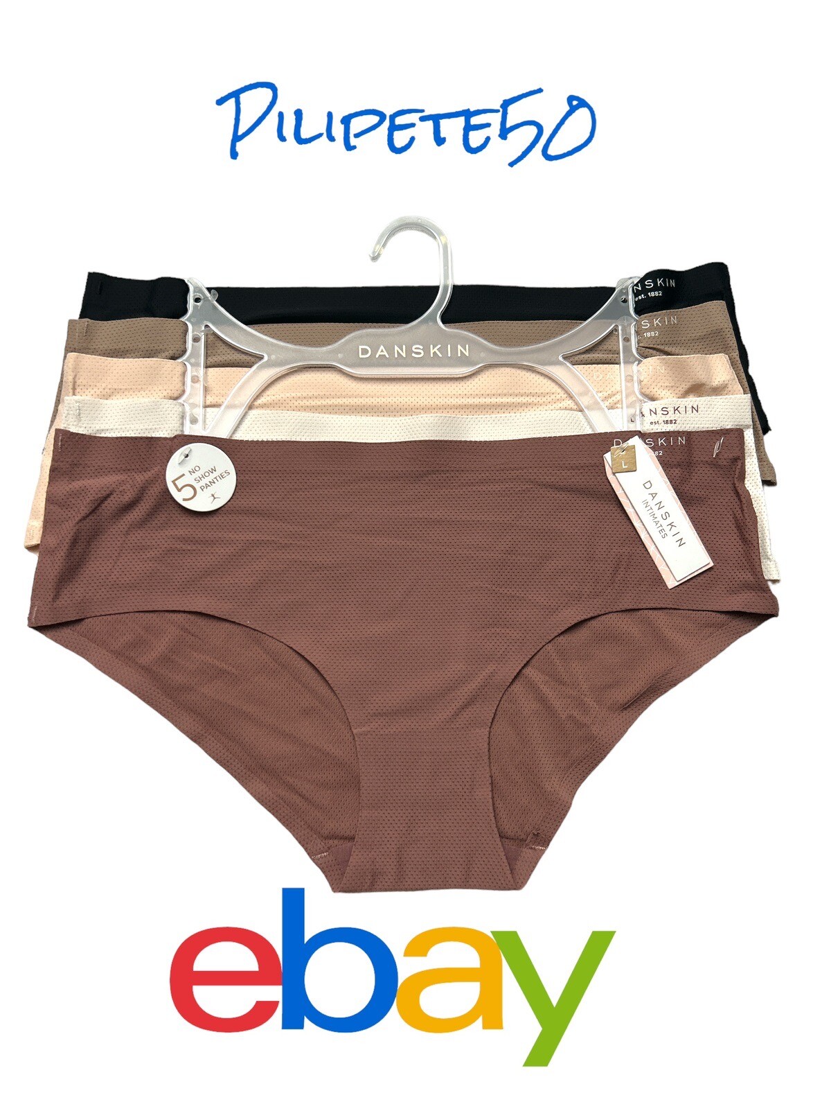 DANSKIN INTIMATES 5 PackMulticolorNo Show Panties Size L Style