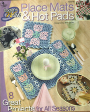 USED PLACE MATS HOT PADS CROCHET 'N' WEAVE 8 DESIGNS CROCHET PATTERN BOOK
