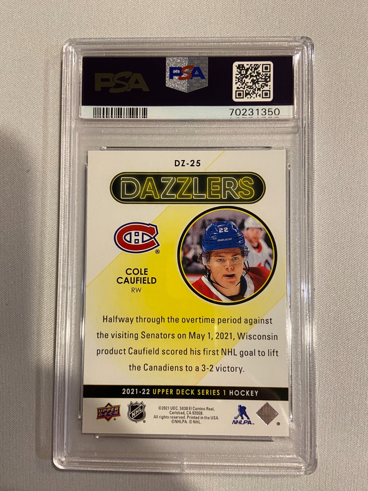 2021 Upper Deck Dazzlers PURPLE Cole Caufield DZ25 PSA 10 70231350 eBay