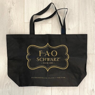 F.A.O Schwarz NEW YORK FAO Large Black Reusable Tote Bag Shopper Rockefeller