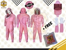 Beekeeping Suit 3 Layer Mesh Pink Ventilated Sting Proof Fencing Veil S-3XL