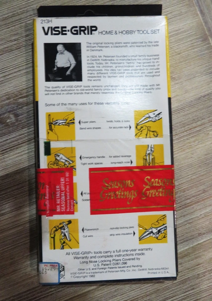 Rare Vise Grip 6LN & 7WR VINTAGE LOCKING PLIER SET 1985 Christmas Package  USA - Image 3 of 4