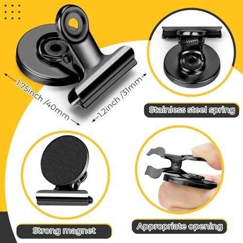 Magnetic Clips, Fridge Magnets Refrigerator Magnets Magnet Clips 20 Pack Black - Image 4 of 4
