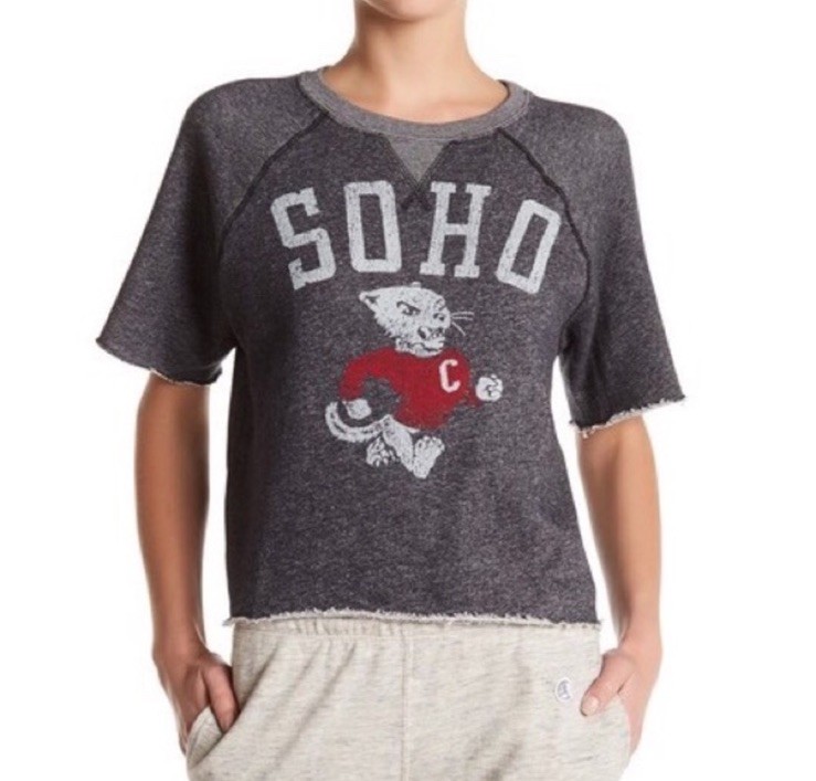 Champion x Todd Synder Soho Gray Crop Distress Women Sweatshirt Top Size M image 3