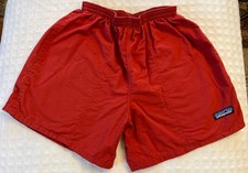 VTG Patagonia Kids Youth M 10 Red Nylon Swim Trunks Lined w Mesh READ STAIN