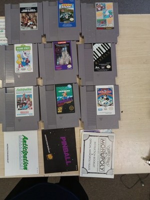 Lot of 9 NES Games Nintendo Pinball Sesame Street Miracle Turbo Racing Monopoly 