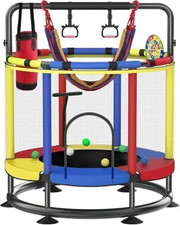 Trampoline for Kids, Full Anti-Rust 440Lbs Anti-Rollover round Bottom Toddler Tr