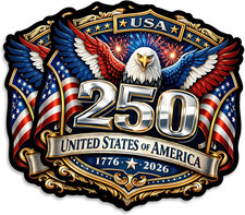 USA 250Th Anniversary 1776-2026 Vinyl Sticker 2-Pack - 5 Inch - USA Flag Patriot