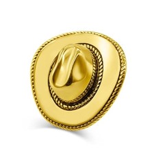 Western Cowgirl Hat Statement Open Ring for Women Cowboy Fancy Dress Gold