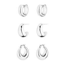 Gold Chunky Hoop Earrings Set for Women, 14K Gold Plated Twisted Huggie Hoop ...