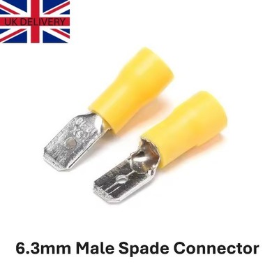6,3 mm Stecker Isoliert Crimpverbinder Spaten Elektrisch Gelb Stecker Klemmen
