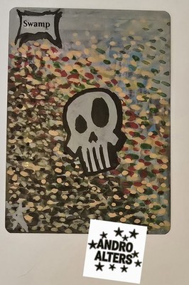 Swamp Skull Funny Altered Art Hand Paint MTG Magic the Gathering Black Mana 
