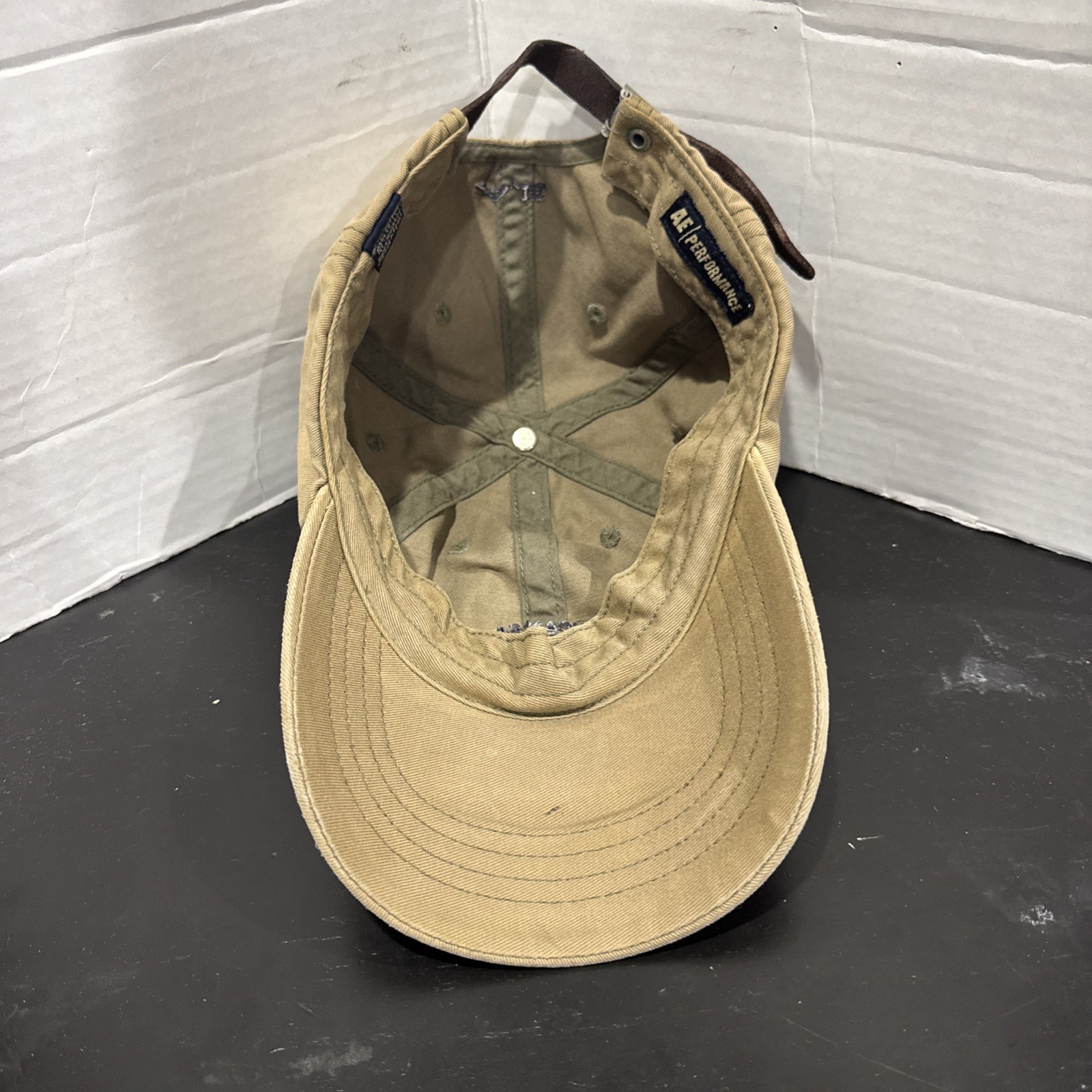 American Eagle AE Leather Strapback Baseball Cap - image 7