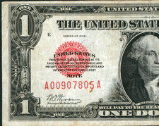 ((6 DIGIT)) Fr. 1500. $1 1928 RED SEAL (( FUNNYBACK )) United States Note