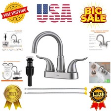 Bathroom Sink Faucet 2 or 3 Hole Brushed Nickel Centerset 4 Inch Bathroom Sin...