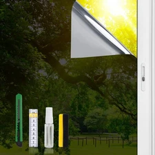 LOHOMEVE One Way Privacy Window Film See 17.5 Inch x 6.5 Feet, Black Silver 