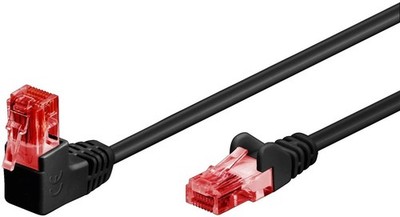 Patchcord CAT 6 U/UTP eckig 1x 90, schwarz, 10m 51519