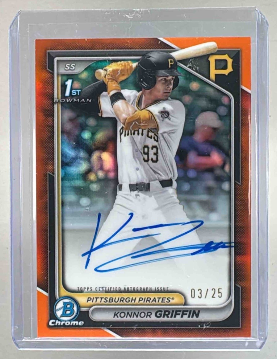 Konnor Griffin 2024 Bowman Chrome Draft Orange Refractor 1st RC Auto 3/25