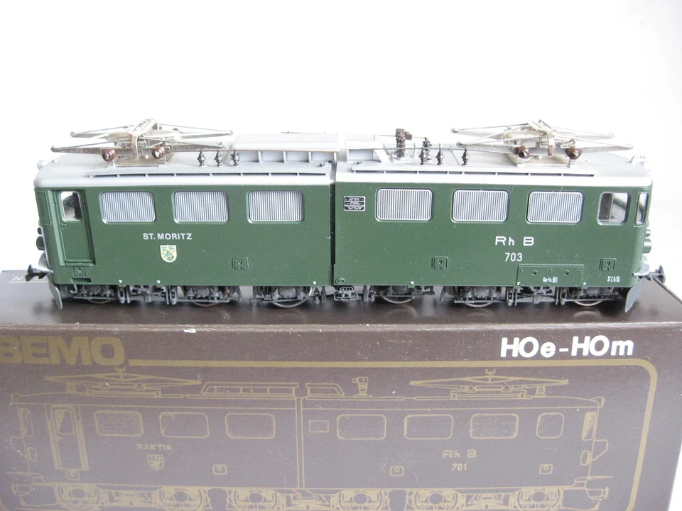 WK18* BEMO H0m 1254 113 Ge 6/6 RhB "703" ST. MORITZ grün DC OVP TOP