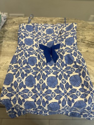 Vineyard Vines Blue And White Sand Dollar  Strap Patterned beach Dress NWOT Sz 4