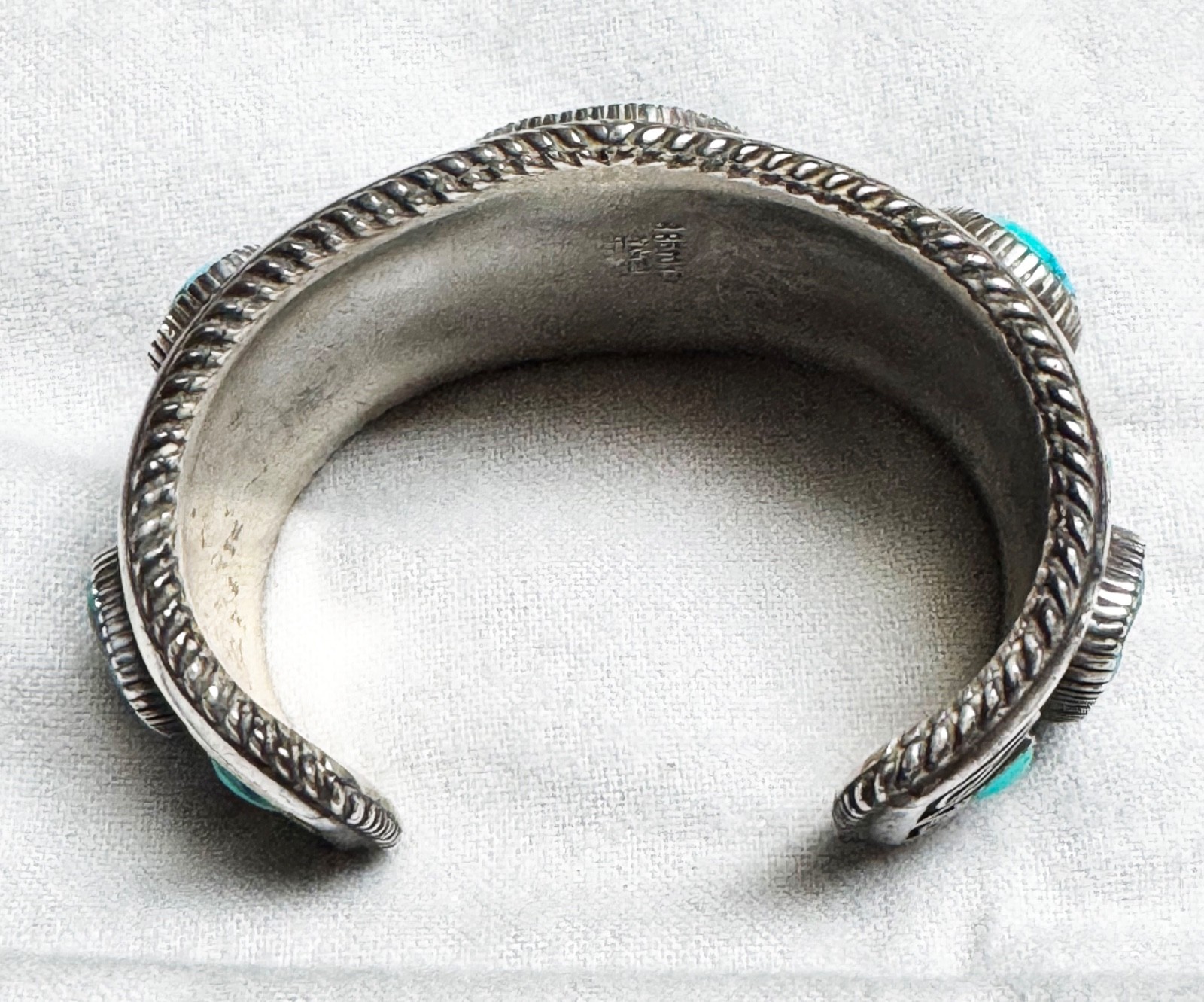 Substantial Large Sterling Turquoise Cuff Bracele… - image 8