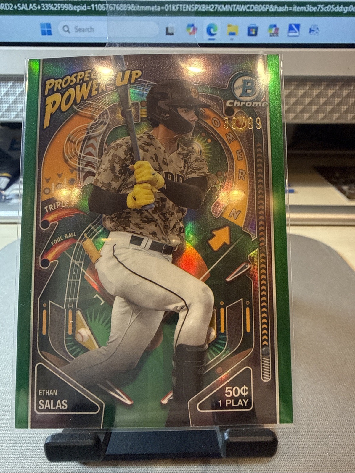 2024 Bowman Prospect Power-Up Green Refractor 36/99 Ethan Salas #PP-11 0rd2