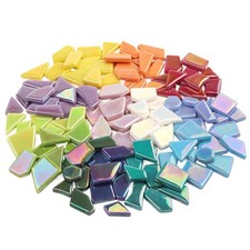 Youway Style Iridescent Glass Mosaic Tiles for Crafts Bulk,200g Broken Mosaic...