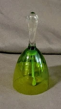 Vintage Green Glass Bell Clear Handle