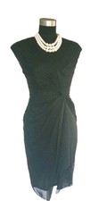 Bloomingdale Niteline Dress 2 Black Twisted Front Evening V Neck Chiffon S NEW