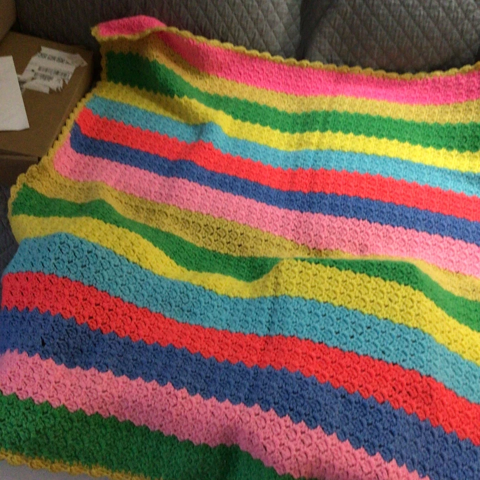 Handmade Crochet Afghan Blanket ,beautiful colors 47 x 47 chair throw - Image 2 of 4