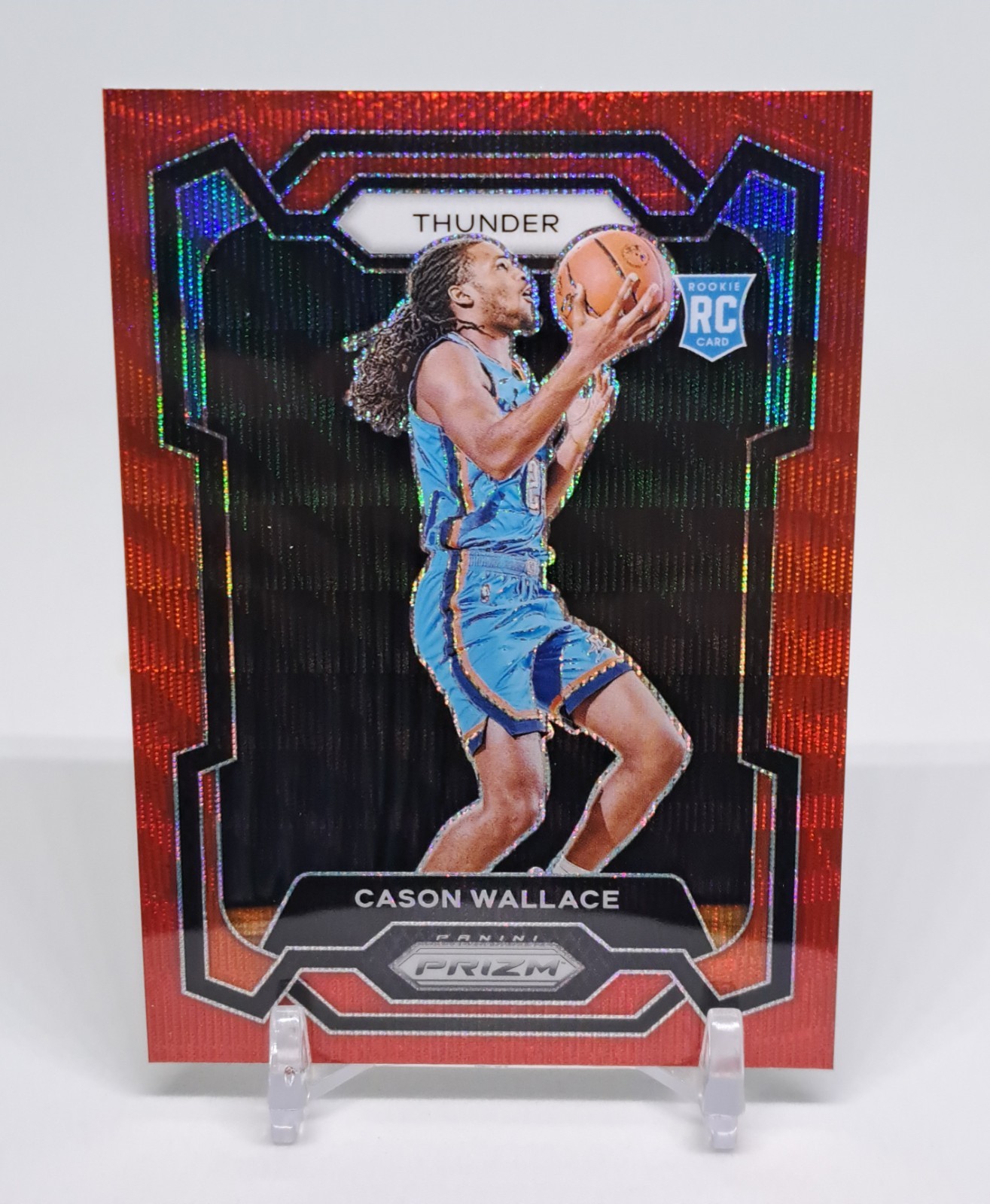 2023-24 Panini Basketball #139 Cason Wallace Red Ruby Wave Prizm RC Rookie