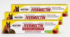 Pack of 3 Durvet Horse Dewormer Paste 1.87 Apple Exp 11 2027