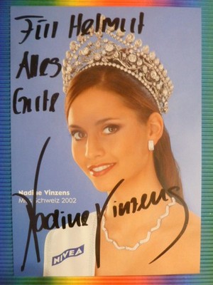 -ke- Nadine Vinzens (Model) Miss Schweiz 2002 - Autogrammkarte (DIN A5) m.W.