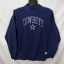 VINTAGE 90S LOGO 7 NFL DALLAS COWBOYS EMBROIDERED NAVY SWEATSHIRT SIZE L