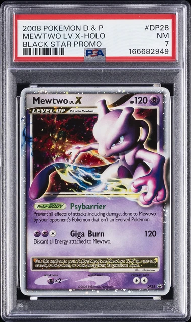2008 POKEMON DIAMOND & PEARL BLACK STAR PROMO #DP28 MEWTWO LV.X-HOLO PSA 7