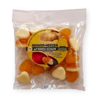 Buderim Ginger Ingwer-Herzen auf Mangoschaum