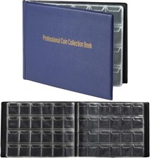 FOHOA Dark Blue Coin Collection Album 240 Pockets Storage Book for Collectors